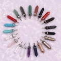 Assortiment de pendentifs hexagonaux en pierre naturelle avec bélières en métal varié - Mélange Aléatoire