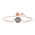 Roségoldenes verstellbares Evil Eye Armband mit blauen und weißen Zirkonia-Steinen - Böses Auge / Roségold