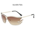 Lunettes de soleil sans monture en forme de flamme argentée avec verres dégradés thé - Argent/Thé