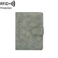 Protège-passeport RFID slim en cuir vert sauge avec boucle et icône d'avion - Vert