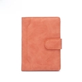 Slim RFID-blocking passport holder in light orange faux leather with button closure - Orange