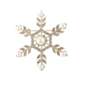 Classic golden snowflake brooch with sparkling rhinestones and elegant white pearls - Pearl Rhinestone Brooch / Gold Snowflake Pearl Style