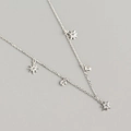 Collana in argento sterling S925 con pendente a stella e zircone cubico rotondo - Argento 925 / Oro Bianco