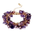 Pulsera de amatista natural púrpura con cristales facetados y cierre de langosta dorado - Grava de Amatista / Morado
