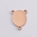Conector de joyería ovalado en oro rosa pulido con tres bucles para collares y pendientes - Oro rosa