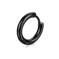Minimalistische zwarte titanium stalen ringoorbel voor heren en dames met polijst - 10mm / Zwart