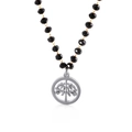 Collana Albero della Vita con perle di vetro nere sfaccettate e ciondolo traforato - Stile Albero della Vita Traforato 4 (KN109595-Z)