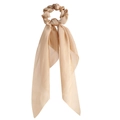 Eleganter champagner-goldener Satin-Scrunchie mit langen Bändern für Pferdeschwänze - Khaki