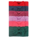 Pack de 6 diademas de nylon suave con lazos para bebés en colores vibrantes y variados - Set B (Rojo+Azul Marino+Ciruela Oscuro+Púrpura+Rosa Rojo+Verde Hierba)
