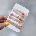 Set di tre fermagli in resina beige con glitter rosa e base in metallo dorato - 27# Set Sakura Rosa Ciliegio da 3