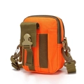 Detail view of bright orange tactical waist bag with green webbing and plastic buckles - Orange / One Size (12x9x17cm)