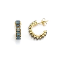 Elegant gold-plated C-shaped earrings set with radiant blue rectangular zircon stones - Blue