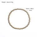 Detail view of 4mm gold beaded elastic bracelet with weight and piece count specifications - 4mm Bead Diameter - Elastic Style (YB-852G-4mm)