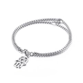 Silver double-layer box chain bracelet with Hamsa Hand and Star of David pendant - Hamsa Star of David(KB130335-Z)