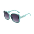Fashionable mint green square oversized sunglasses with purple gradient lenses and star decor - Green Frame Purple Gradient Lens