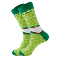 Green mid-calf socks featuring Be Healthy lettering and salad bowl pattern - Size 38-45 / Vegetable Salad