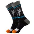 Astronaut theme cotton crew socks in black with You Are My Universe text and beer pattern - Size 38-45 / You Are My Universe