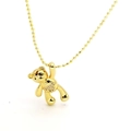 Collar con colgante de oso de oro pulido e incrustación de cristal en forma de corazón - Oso Corazón Circonia