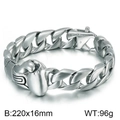 Pulsera de cadena cubana en acero plateado con guante de boxeo, de 220x16mm y 96g - 220x16mm / Color Acero