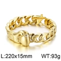 Pulsera cubana dorada para hombre con colgante de guante de boxeo, largo 220mm - 220x15mm / Dorado