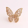 Anello farfalla di lusso dorato con micro-pave di zirconi e design aperto regolabile - Aperto Regolabile / Oro