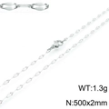 Silver tone sparkling flat oval link chain necklace with lobster clasp 500x2mm - Silver Style (KN118241-Z)