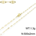 Golden titanium steel lip chain necklace with lobster clasp, 500mm length and 1.3g weight - Gold Style (KN118248-Z)