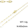 Collier chaîne à lèvres dorée en acier titane avec maillons ovales 450x2mm et fermoir homard - Style A 2mm Largeur - 45cm Longueur / Doré