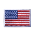 Tactical US flag embroidered patch with red, white, and blue stars and stripes details - White Border Flag