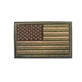 Tactical US flag embroidered patch in olive green and brown with hook and loop fastener - Green Mud