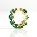 18K gold-plated adjustable ring featuring square emerald-green zircons in a minimalist style - Adjustable Open / Green Zirconia