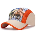 Casquette enfant en maille beige et orange avec imprimé dinosaure à séchage rapide - Poche zippée