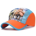 Casquette baseball enfant orange et bleu avec motif de dinosaures sublimé - Orange