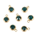Detailed view of dark green birthstone charms with gold plated settings for jewelry making - Deep Green Gold Base