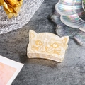 Schattige crèmekleurige haarklem van acryl met gouden kattenpatroon voor haar - Kattenvorm(D3-1-21) / Beige