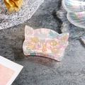 Roze haarklem in de vorm van een kat van acryl met gouden marmeren textuur accent - Kattenvorm(D3-1-25) / Lavendel