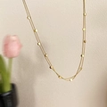 Elegante goldene zweischichtige Schlangenkette mit kleinen quadratischen Anhängern - Gold