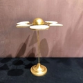 Minimalist white and gold jewelry display stand with 5 tiered slots for rings and pendants - Necklace Stand A