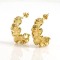 Boucles d'oreilles irrégulières en acier inoxydable plaqué or 18K avec fini lave - Doré