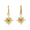 Orecchini vintage francesi a stella con zirconi scintillanti in finitura dorata - Oro