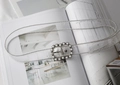 Detail of transparent PVC belt featuring pearl-encrusted square buckle and silver bead edges - Rectangle Pearl Transparent (Silver Beaded Edge)