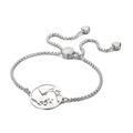 Adjustable stainless steel chain bracelet with hollow world map pendant and heart charm - Steel (KB121718-Z)