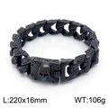 Pulsera cubana de acero inoxidable negro para hombre con calavera, talla 220x16mm - 220x16mm / Negro