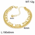 Goldenes zweilagiges Gliederketten-Armband mit Maßangaben und Gewichtsdetails - 190mm x 6mm/4mm / Gold (KB147923-Z)