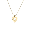 Collana dorata con ciondolo a cuore in zirconi luccicanti su una catena sottile elegante - Cuore in zircone cavo