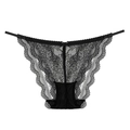 Mutandine in pizzo floreale nero da donna con fiocco delicato e trama a rete velata - S / Nero