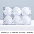 Set of 6 clear 5.5cm Christmas baubles with white snowflakes and silver glitter decor - 5.5cm Matte Snowflake / 6Pcs Set