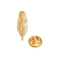 Elegant gold leaf enamel pin with detailed vein texture and matching butterfly clasp - Feather (XZ0112)