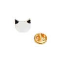 Cartoon white cat head enamel brooch pin with golden metal butterfly clutch backing - White Cat Head (XZ0111)