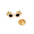 Cartoon sunglasses enamel brooch with colorful flower details and gold butterfly clutch - Sunglasses (XZ0114)